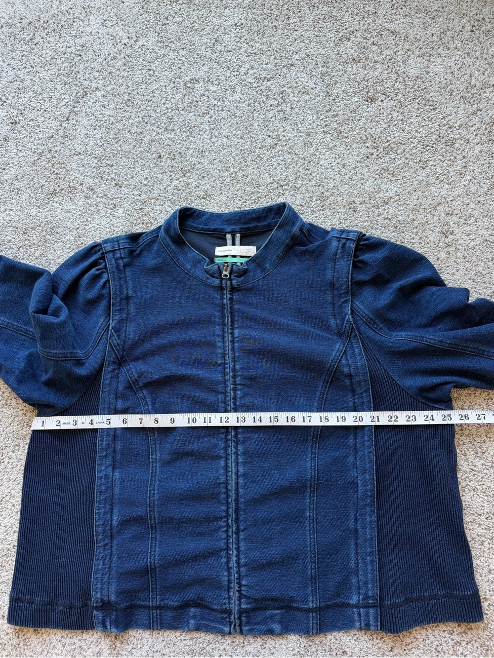 Anthropologie Pilcro Denim Moto Jacket 3X Indigo Blue Stretch Zip Plus Size - Picture 10 of 12
